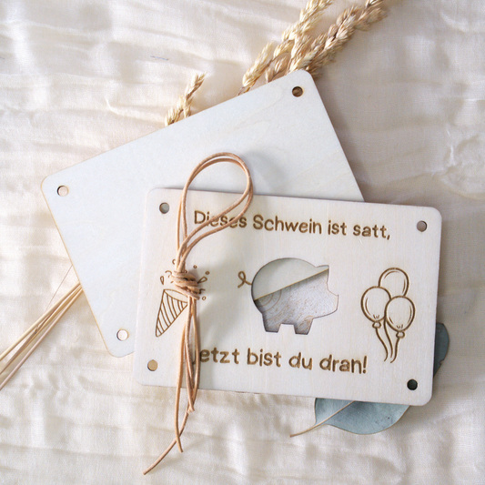 Geldgeschenk Holz Schwein – originelle Geschenkverpackung