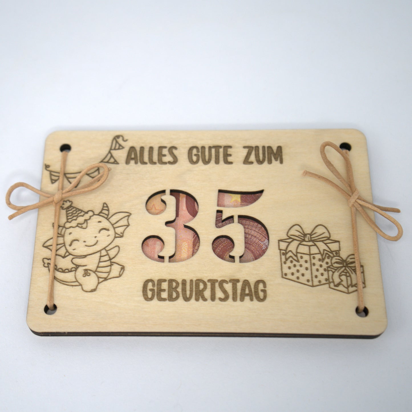 Personalisierbares Geldgeschenk aus Holz – zum Geburtstag