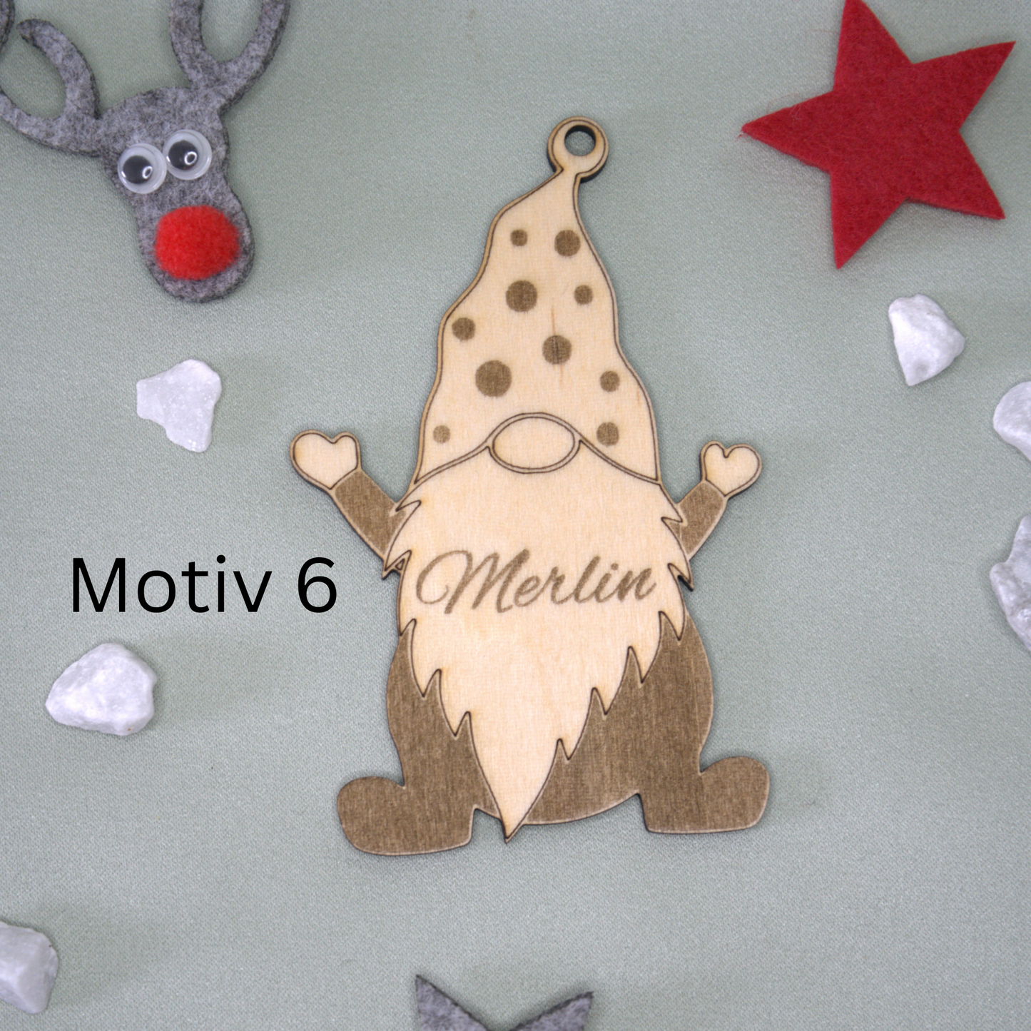 Personalisierte Weihnachtswichtel aus Holz