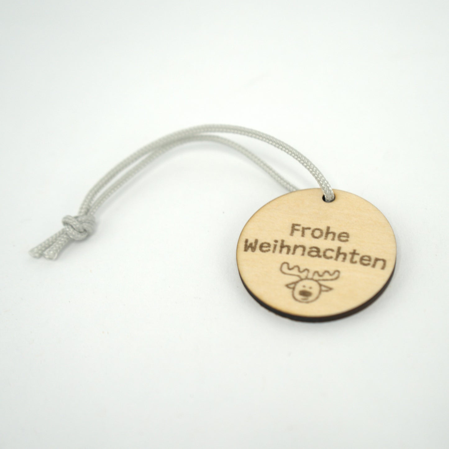 Geschenkanhänger Holz „Frohe Weihnachten“ mit Elchmotiv