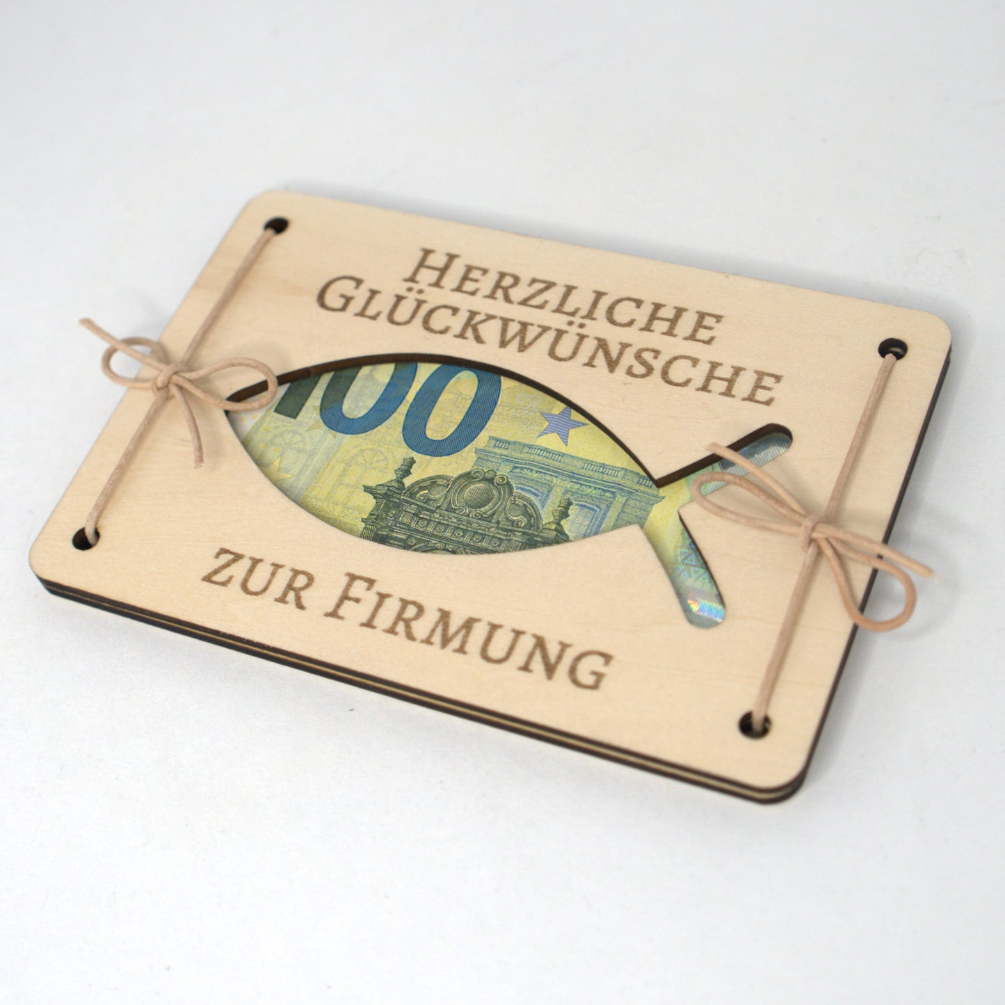 Firmungsgeschenk Geld Holz Fisch christliches Symbol