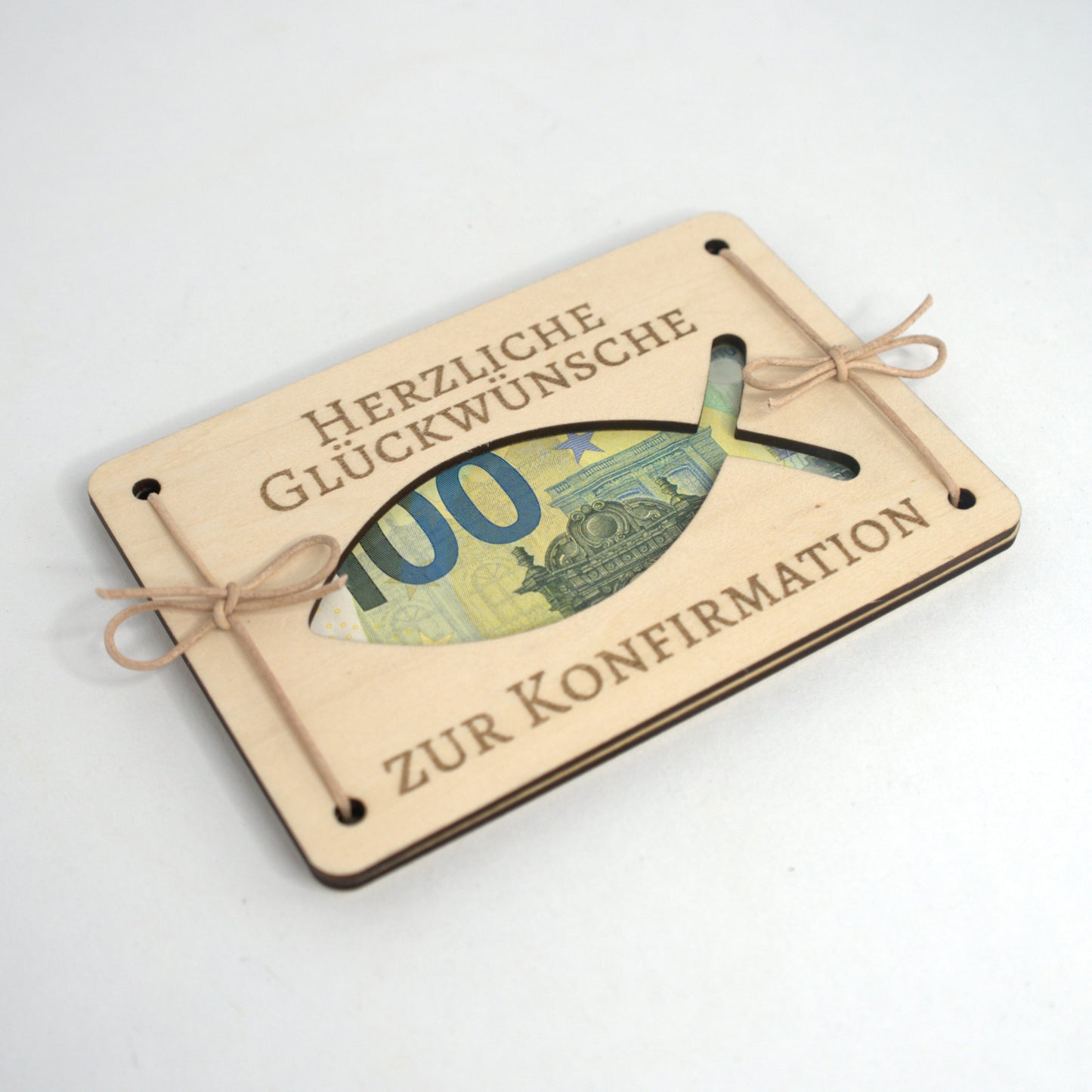 Holz Geldgeschenk Konfirmation mit Gravur Herzliche Glückwünsche zur Konfirmation