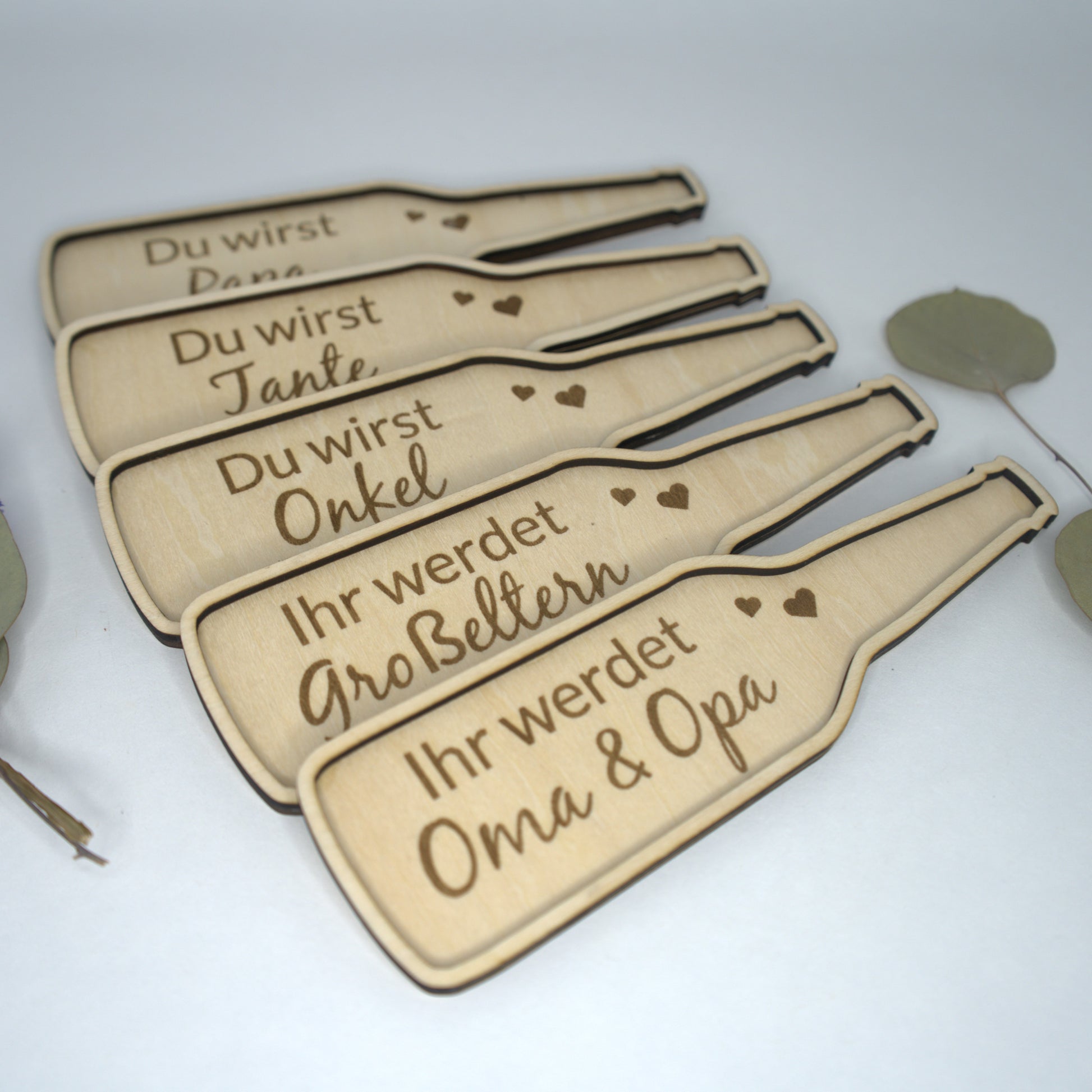 Babyankündigung Flaschenpost aus Holz – Du wirst Oma, Opa oder Papa