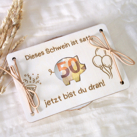 Geldgeschenk Holz Schwein – originelle Geschenkverpackung
