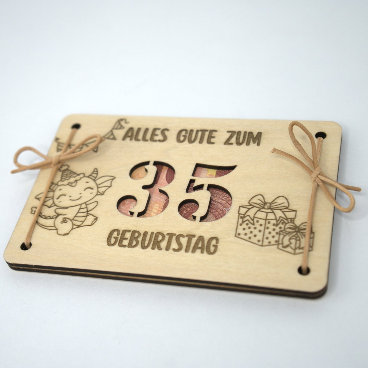 Personalisierbares Geldgeschenk aus Holz – zum Geburtstag