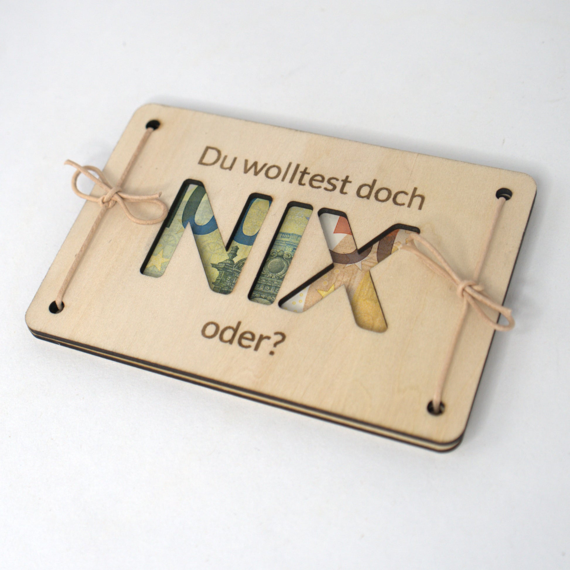 Geldgeschenk Holzkarte lustig für Geburtstag und viele Anlässe