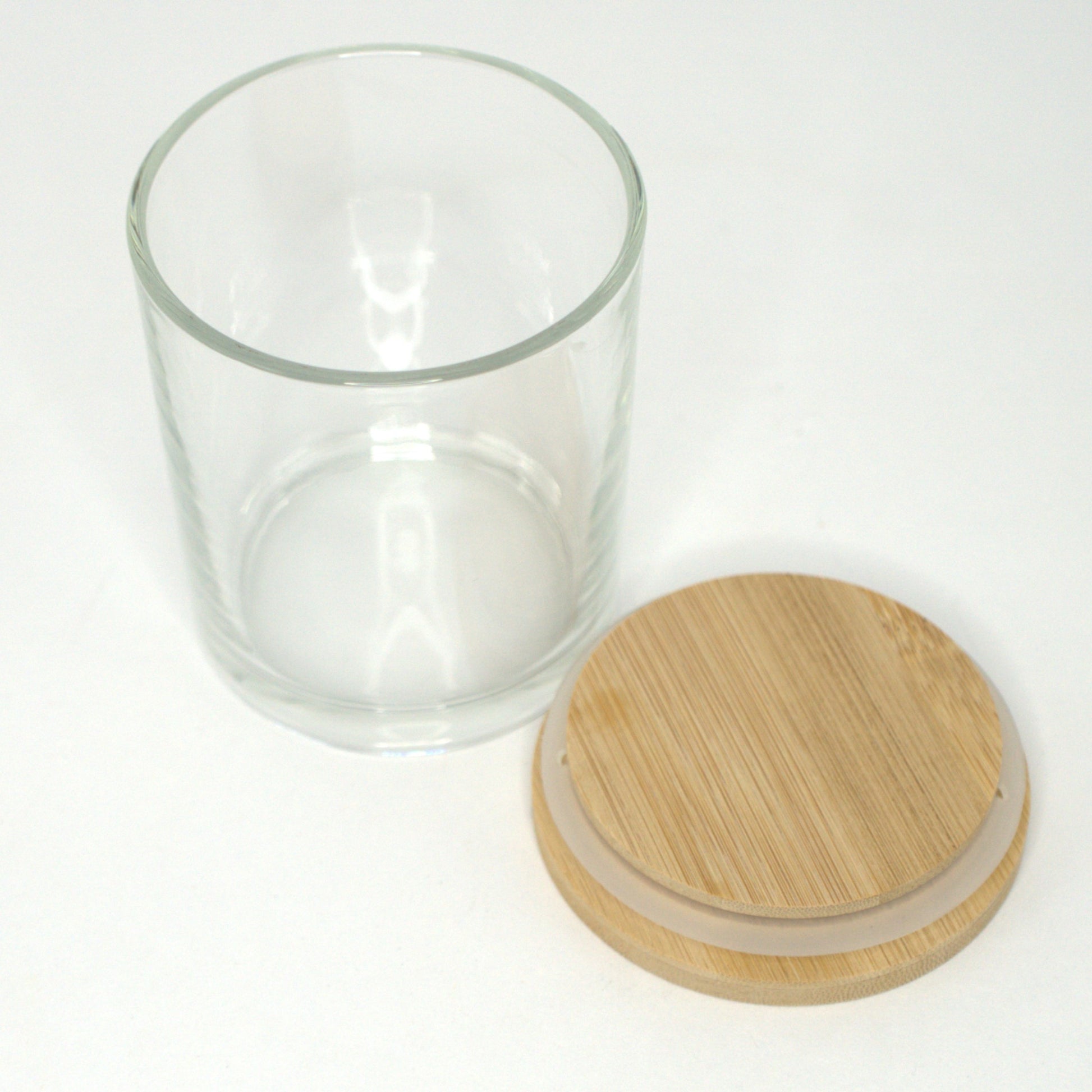 Kerzen oder Vorratsglas mit Bambusdeckel und Silikiondichtung
