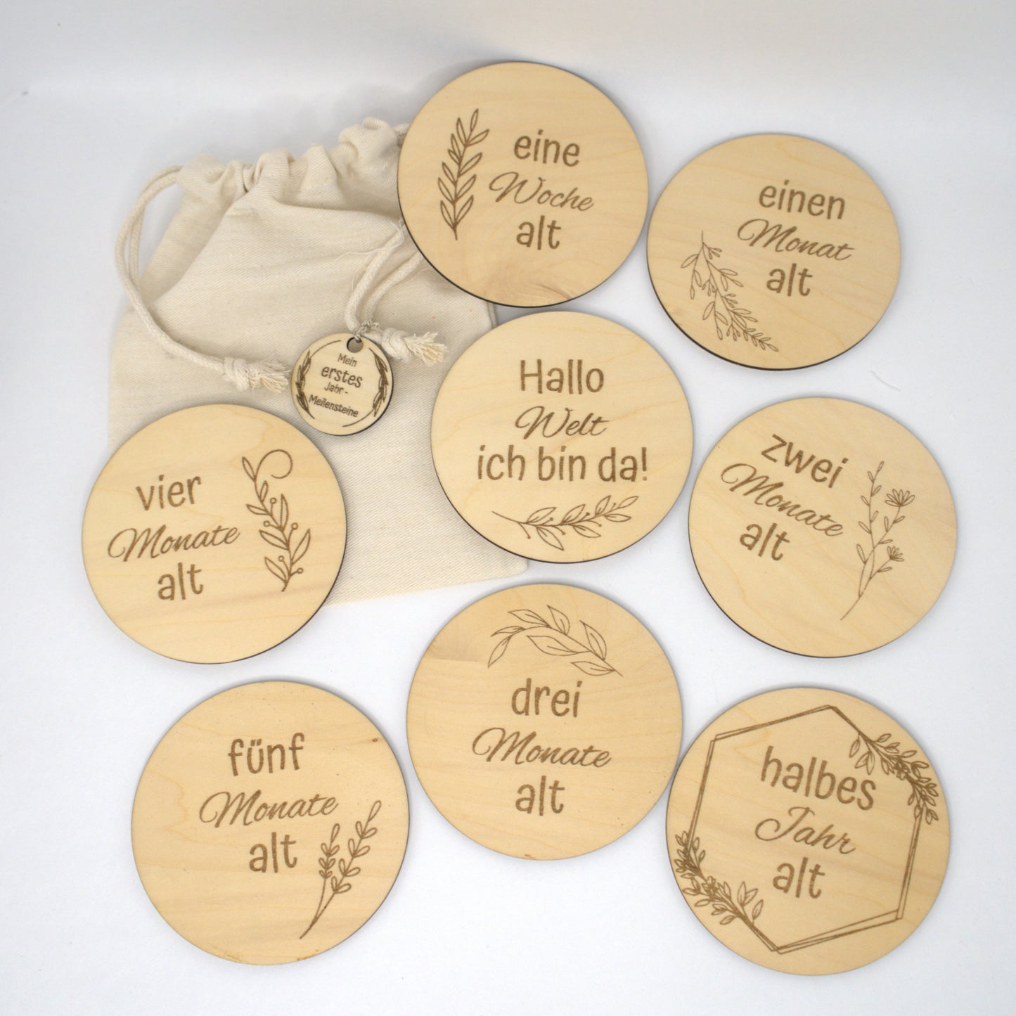 Mein erstes Jahr – liebevoll gravierte Meilensteine aus Holz