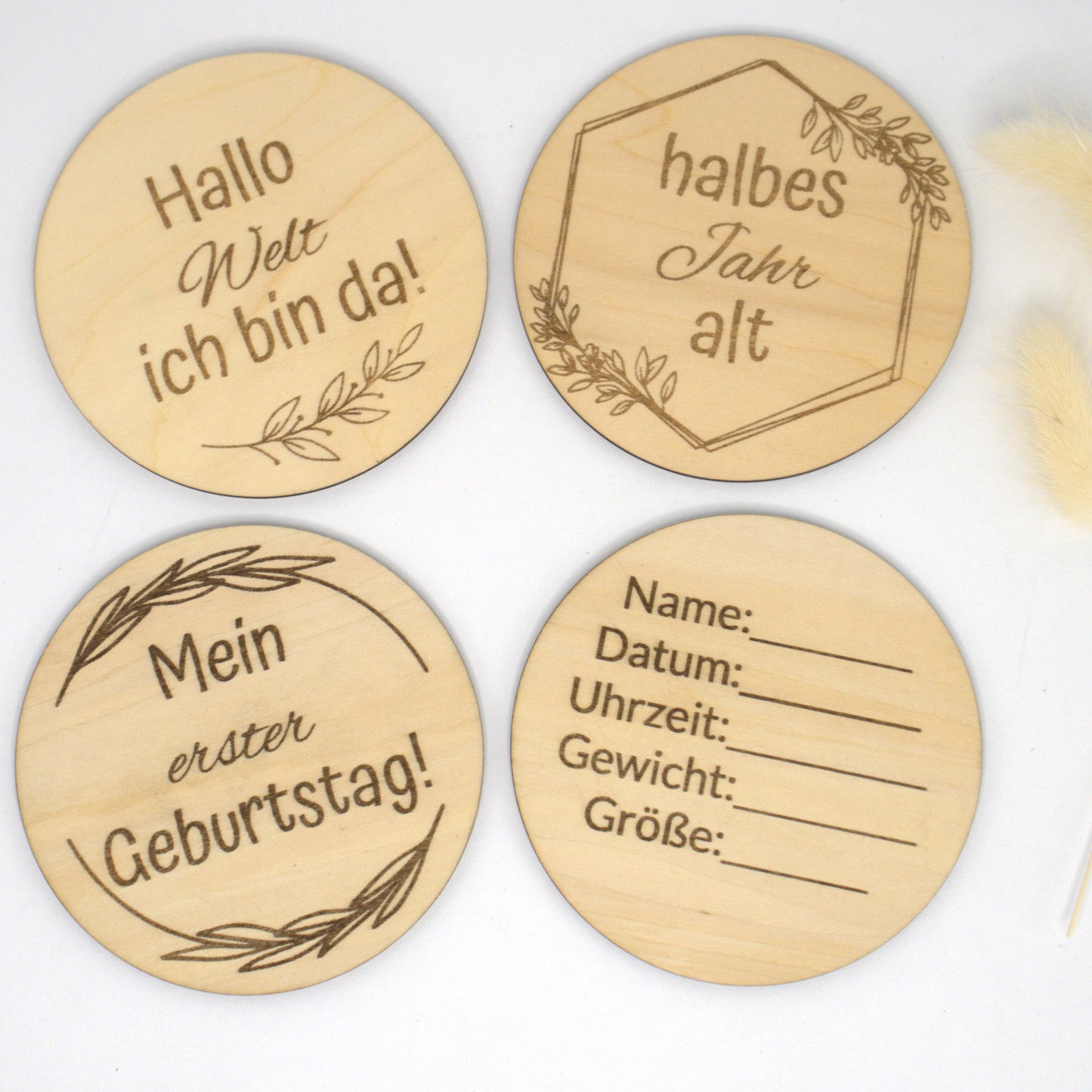 Mein erstes Jahr – liebevoll gravierte Meilensteine aus Holz