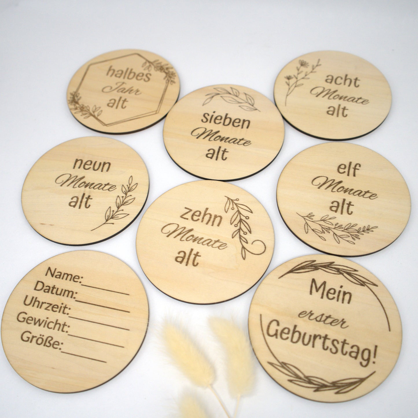 Mein erstes Jahr – liebevoll gravierte Meilensteine aus Holz