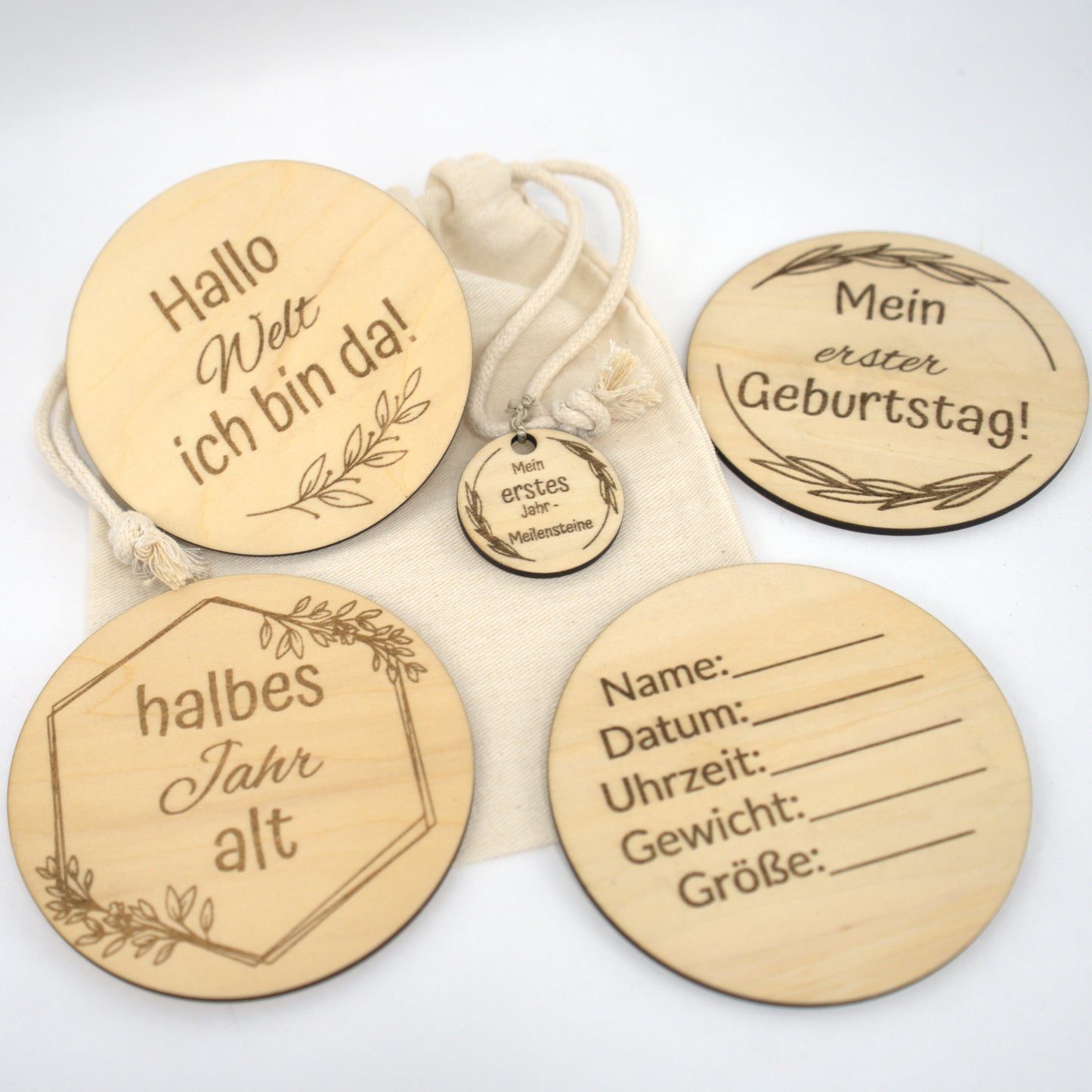 Mein erstes Jahr – liebevoll gravierte Meilensteine aus Holz