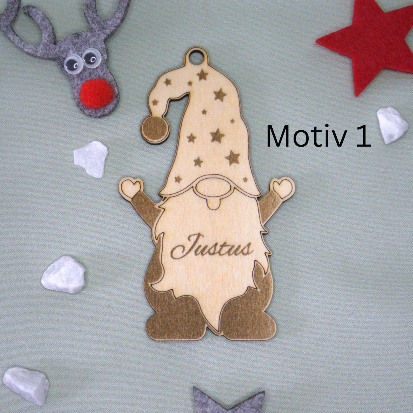 Personalisierte Weihnachtswichtel aus Holz