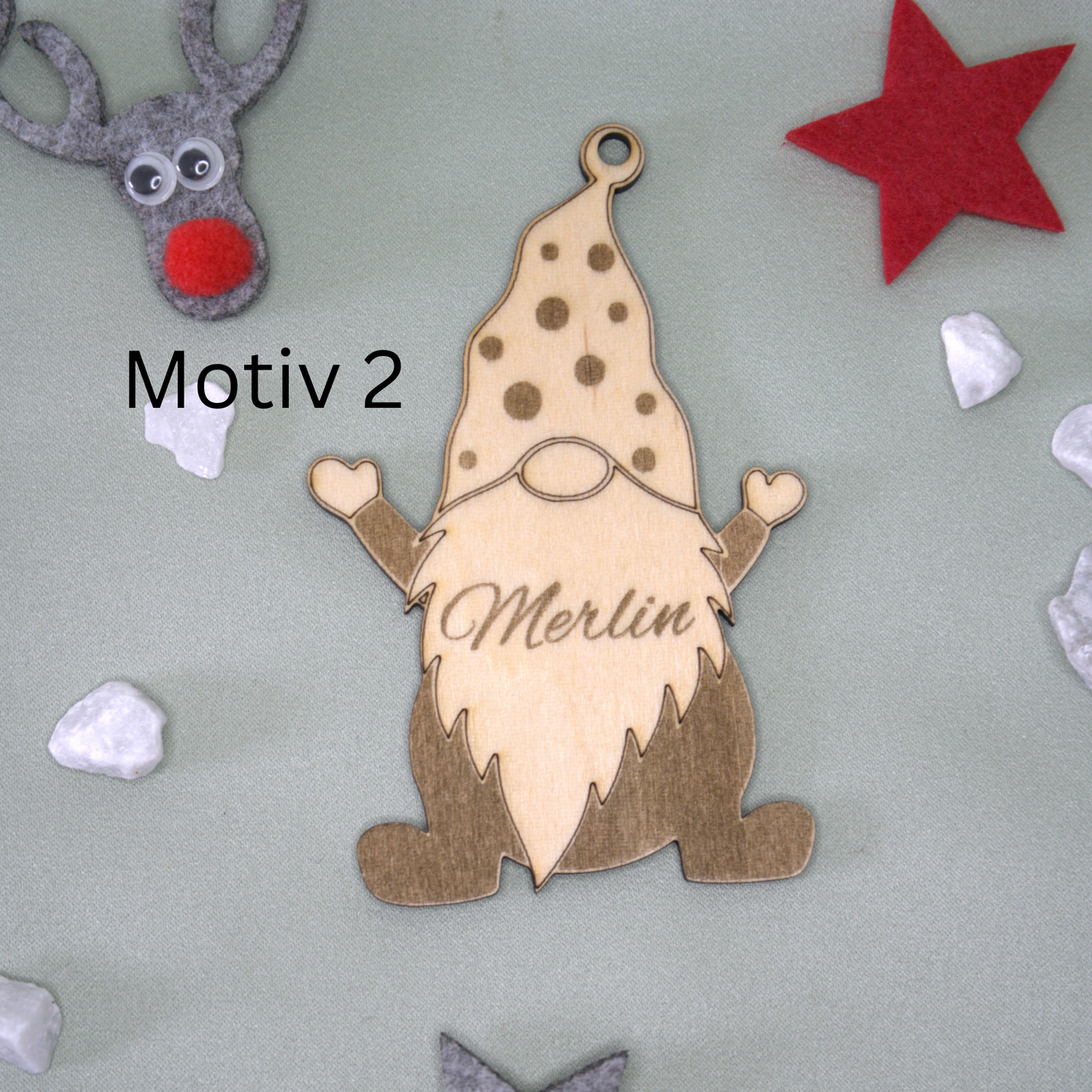 Personalisierte Weihnachtswichtel aus Holz