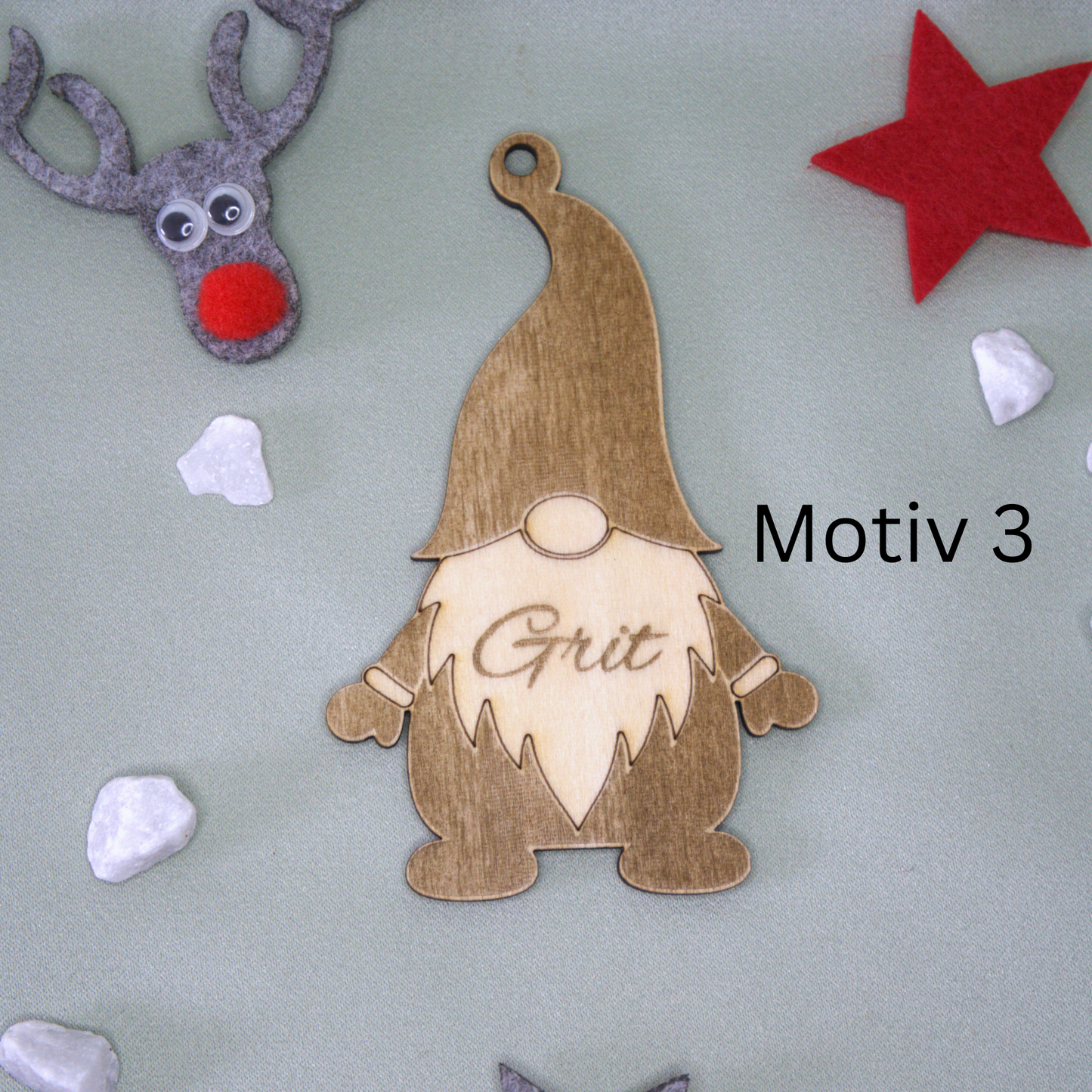 Personalisierte Weihnachtswichtel aus Holz