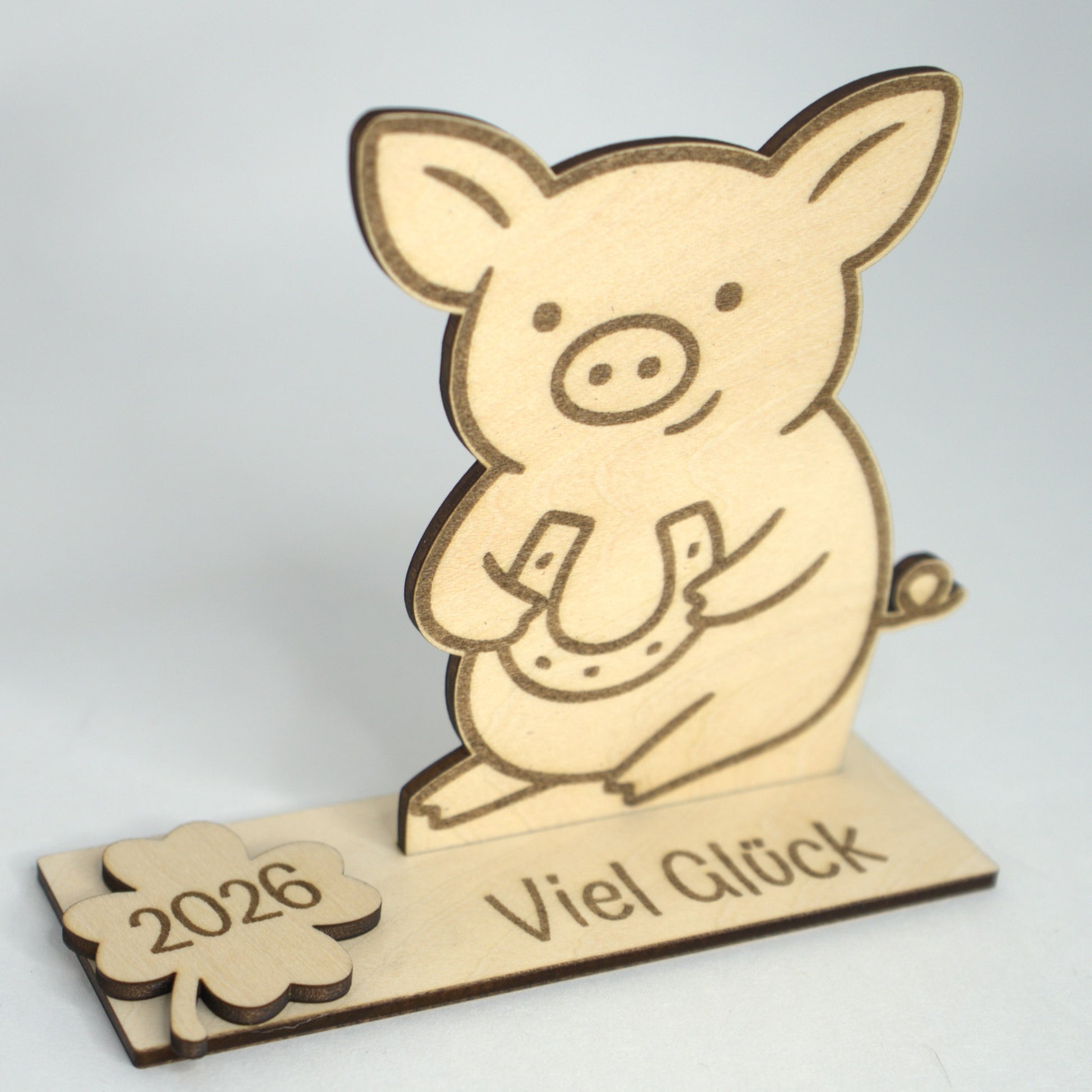 Glücksbringer Silvester – dekoratives Holzschwein für Neujahr