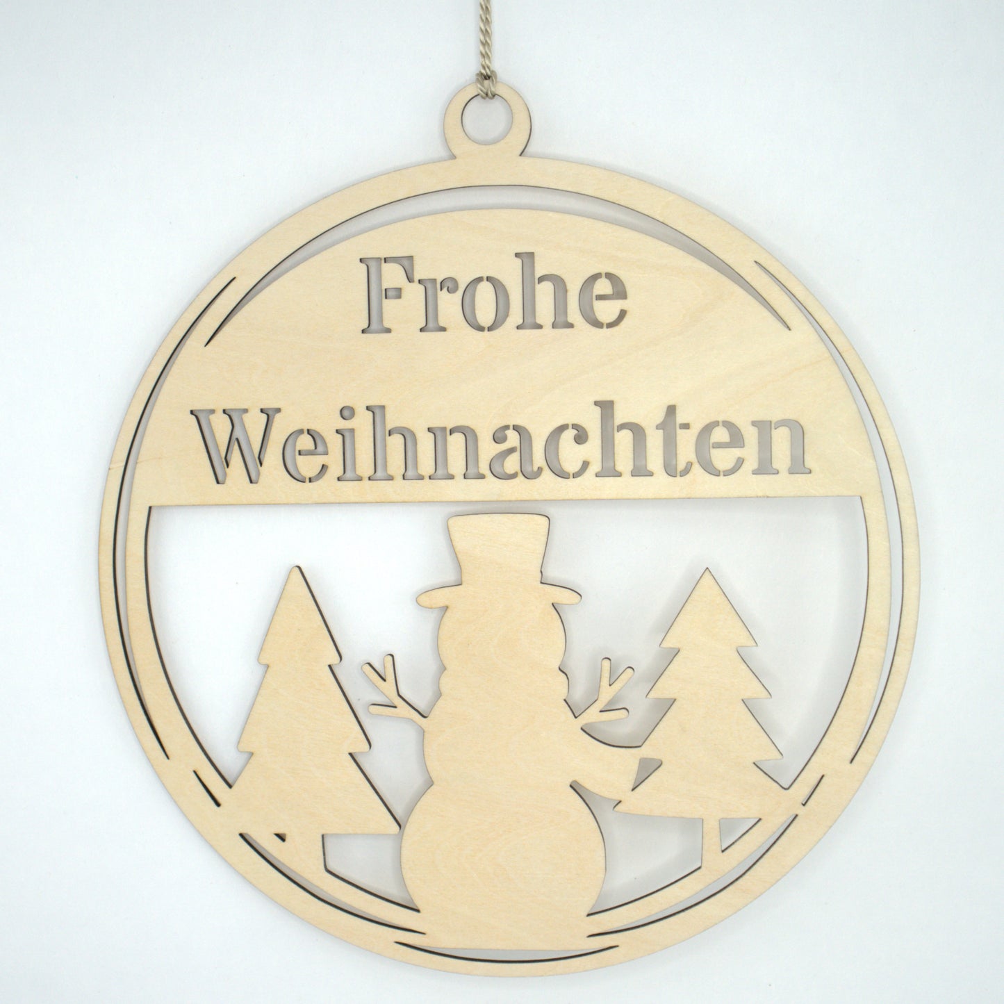 Holzschild „Frohe Weihnachten“ mit Schneemann – Weihnachtsdeko aus Holz